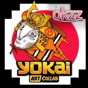 Yokai স্লট গেমের একটি দৃশ্য যেখানে জাপানি থিম এবং সামুরাই চরিত্রের শিল্পকর্ম প্রদর্শিত হচ্ছে।